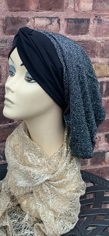 Black Silver Snood Turban | Modern Hijab |