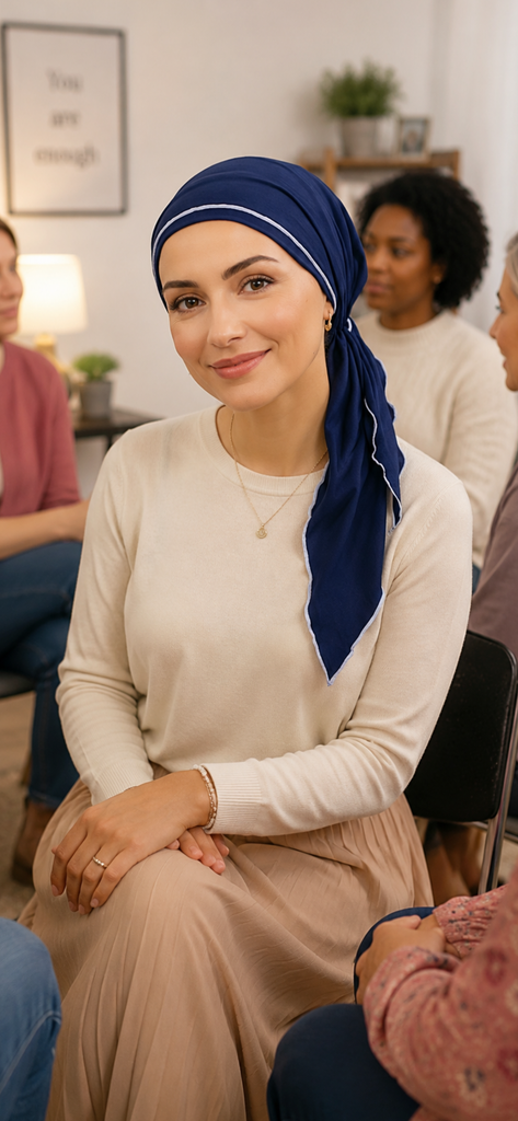 Blue and White Tichel | Pre Tied Headscarf For Woman | Bandana Hijab | Lightweight Comfy Headwear | Made in USA