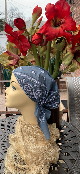 100% Cotton Pre Tied Tichel | Silver Grey Hijab Scarf | Head Covering For Women| Made in USA