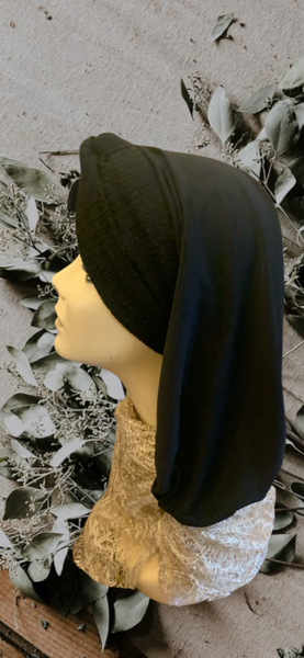 Uptown Girl Headwear New Textured Snood Turban | Black Hijab | Casual Headscarf For | Modern Fashion Headwear | Made in the USA