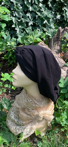Black Terry Snood | Classic Turban Snood  Head Cover For Women | Proudly Made in USA