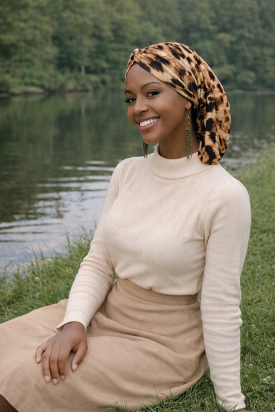 Animal Print Jersey knit Comfortable Snood Turban | Modern Hijab Stretchy Fabric | Headscarf For Women | Made in USA