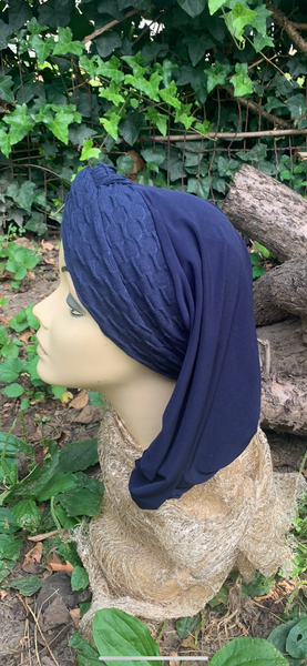 Blue Snood | Turban for Woman | Easy Hijab Headscarf | Made in USA by Uptown Girl Headwear