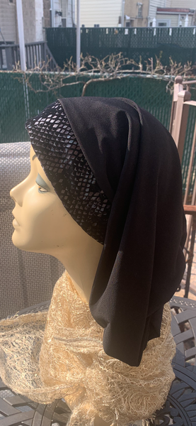 Black Snood | Velvet Lycra Hijab