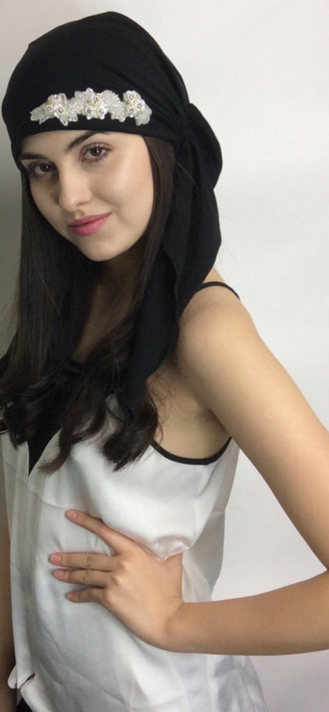 Romantic Style Head Scarf | With Sparkly Design | Headwear For Women Dressy Formal Fancy Pre-Tied Hair Scarf | Made in USA