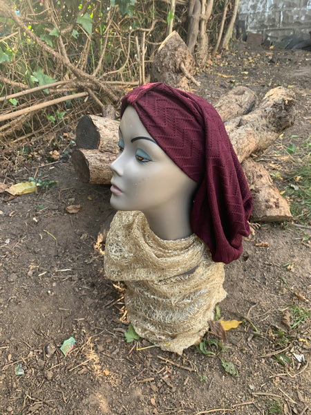 Burgundy Snood | Maroon Turban | Sport Hijab | Exercise Hijab | Head Covering For Women | Proudly Made In The USA