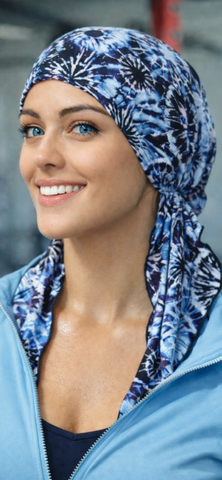 Boho Hipster Style Hair Wrap | Essential Hat Scrub Cap For Doctor Nurse | Easy Slip On Style Pre Tied Fitted Tie Dye Head Scarf