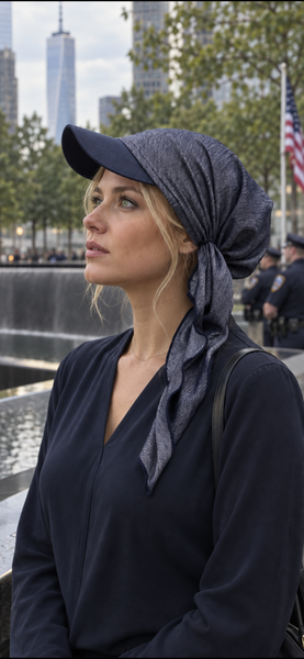 Denim Sun Hat | Blue Denim Visor Scarf | Denim Headscarf For Women | Hijab With Brim | Denim Vibe| Proudly Made in USA by Uptown Girl Headwear