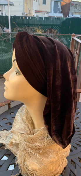 Brown Snood With or Without Sequins | Velour Brown Turban Hijab | Comfortable Headscarf For Women | Wig Alternative | Modern Hijab |