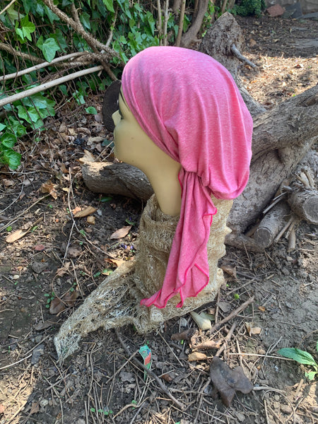 Pink Cotton Pre Tied Headscarf |Pink Exercise Hijab Hair Scarf | Pre Tied Headwear