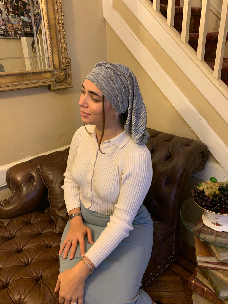 Shades of Grey Wrap Around Scarf | 10-Way-Tie Snood Hijab For Women Who Enjoy Wrapping Their Hair | Quality Made in USA by Uptown Girl Headwear
