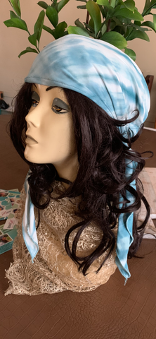 Teal Tie Dye Headscarf For Women | Modern Fashion Tichel Hijab | Wig Alternative | Made in USA by Uptown Girl Headwear