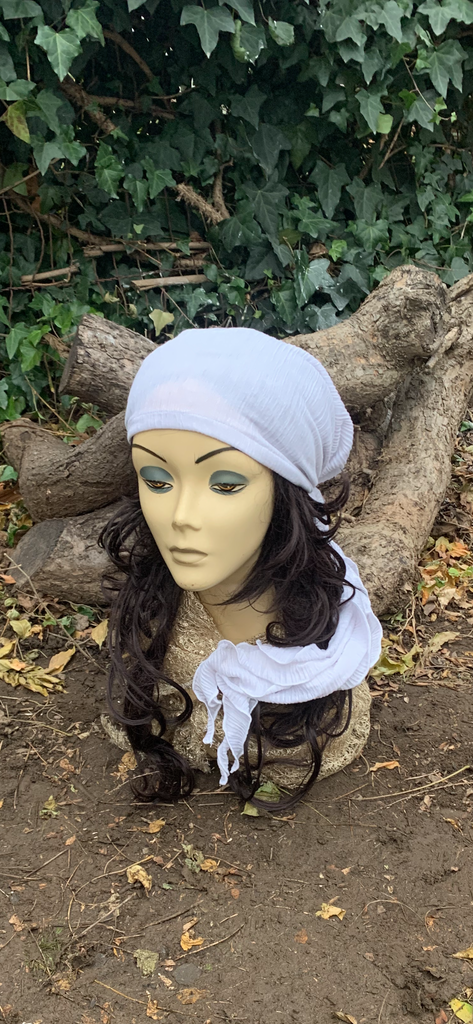 White Pre Tied Headscarf | Lightweight Headwear | Made in the USA