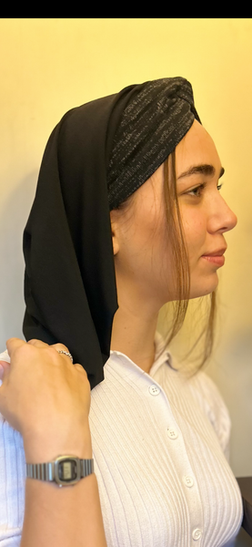 Black Grey Snood Turban Hijab Head Scarf | Made in USA by Uptown Girl Headwear