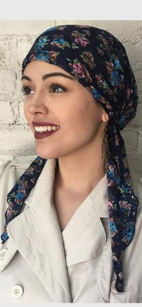 Floral Lace Headscarf For Women | Pre Tied Lace Hair Covering | Made in USA by Uptown Girl Headwear