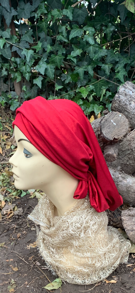 Christmas Clothing | Best Red Headscarf For Woman | Red Wrap Around Turban Snood | Wig Alternative | Modern Hijab | Made in USA by Uptown Girl Headwear