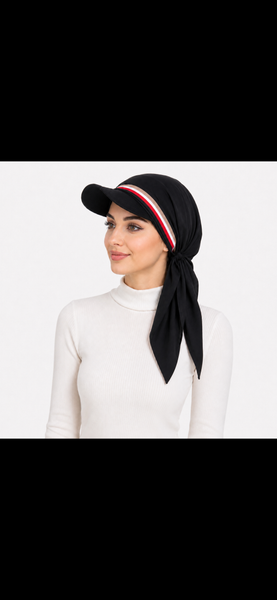 Sun Visor Hair Scarf For Women | Black Hijab | Tichel With Brim | Lightweight Headscarf With Modern Design | Made in USA by Uptown Girl Headwear