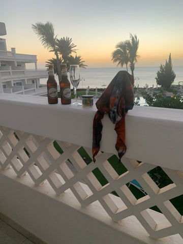 Tie Dye Headscarf For Women | Brown Grey Pre Tied Hair Wrap |