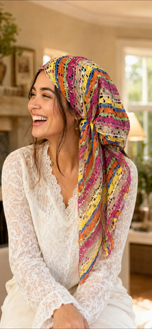 Colorful Head Scarf For Women |Pre Tied Slip On Scarf | Made in the USA by Uptown Girl Headwear