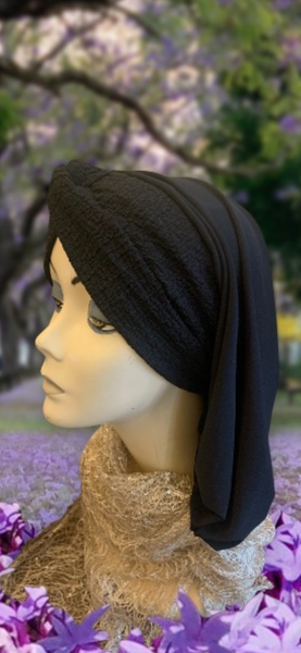 Uptown Girl Headwear New Textured Snood Turban | Black Hijab | Casual Headscarf For | Modern Fashion Headwear | Made in the USA