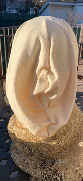 New 100% American Organic Cotton Snood Turban Hijab | Cream Off White Ivory Headcovering For Woman | Made in the USA by Uptown Girl Headwear