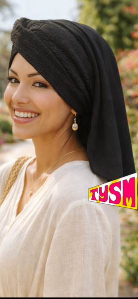Uptown Girl Headwear New Textured Snood Turban | Black Hijab | Casual Headscarf For | Modern Fashion Headwear | Made in the USA
