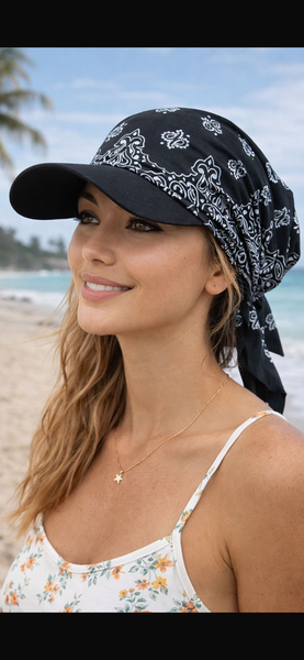 New Cotton Premium Pre Tied Bandana Visors | Breathable Cotton Hat | Lightweight Style Headcovering | Made in USA