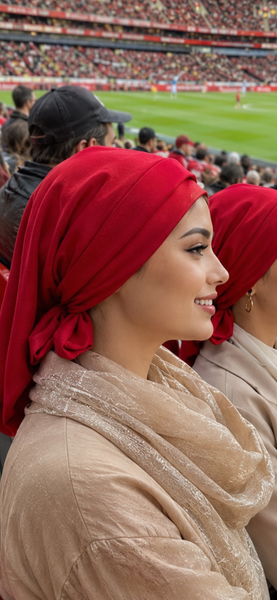 Best Red Headscarf For Woman | Red Wrap Around Turban Snood | Wig Alternative | Modern Hijab | Made in USA by Uptown Girl Headwear