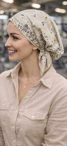 100% Cotton New Upgraded Quality Pre Tied Bandana That Is Gathered In The Back | Elasticated Fitted Headscarf For Women and Men | Modern Hijab For Full Coverage | 8 Color Choices| Made in USA