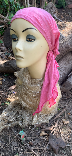 Pink Cotton Pre Tied Headscarf |Pink Exercise Hijab Hair Scarf | Pre Tied Headwear
