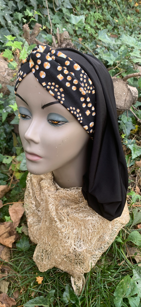 NEW Black Gold Snood | Modern Hijab Scarf | Headscarf Turban For Women | Made in USA by Uptown Girl Headwear