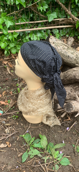 Black Silver Pre Tied Head Scarf