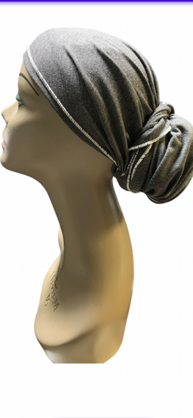 Personal Gift For Girlfriend Black Cotton Athletic Hair Wrap With Pink or Blue Piping Finish