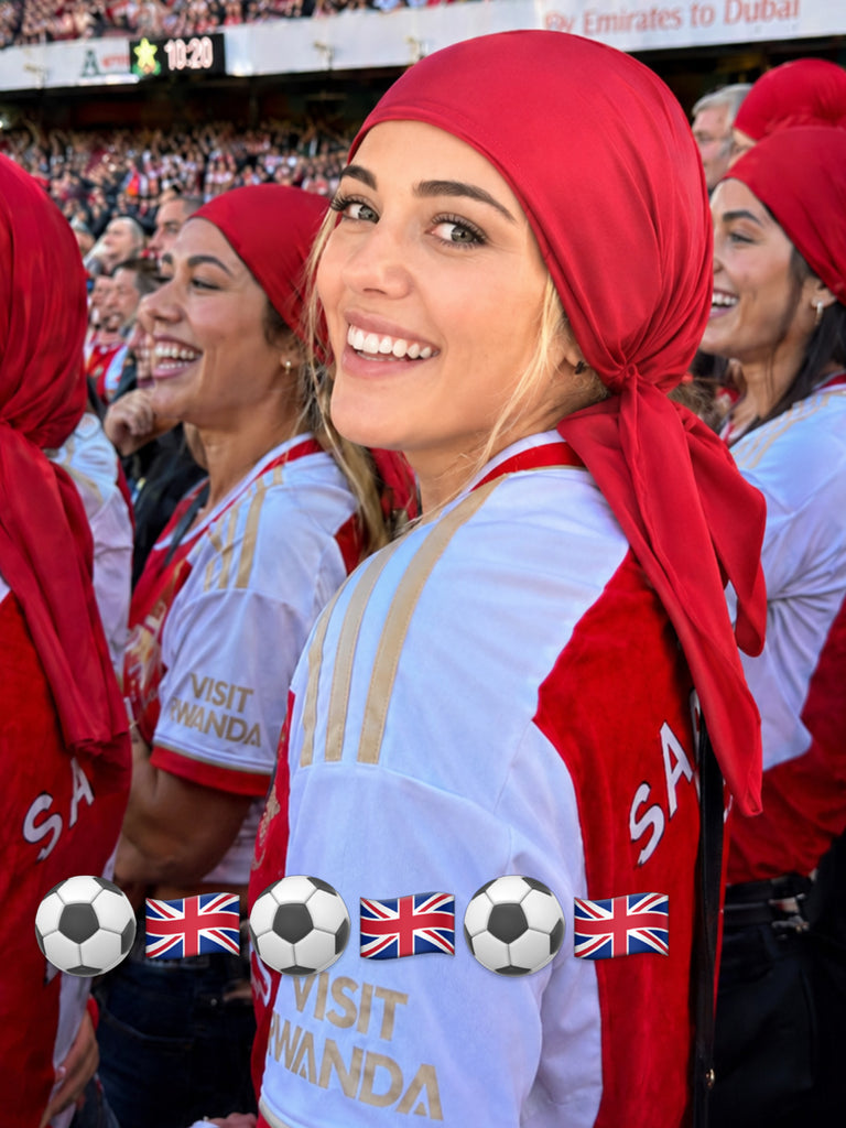 Red Love Football  Headscarf Style | Unique Tie Back Hat To Conceal Hair | Red Sparkly Pre Tied Head Scarf Head Wrap | Hair Cover For Women | Made in America