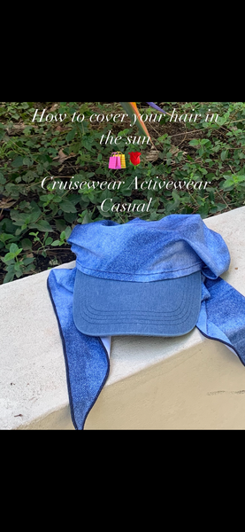 New Headscarf With Brim | Modern Hijab | Perfect For The Swimming Pool | Denim Look Sun Visor Head Scarf | Proudly Made In The USA by Uptown Girl Headwear