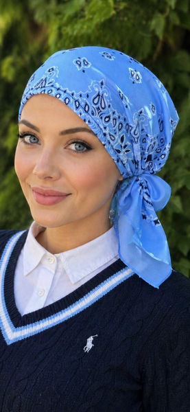 100% Cotton New Upgraded Quality Pre Tied Bandana That Is Gathered In The Back | Elasticated Fitted Headscarf For Women and Men | Modern Hijab For Full Coverage | 8 Color Choices| Made in USA