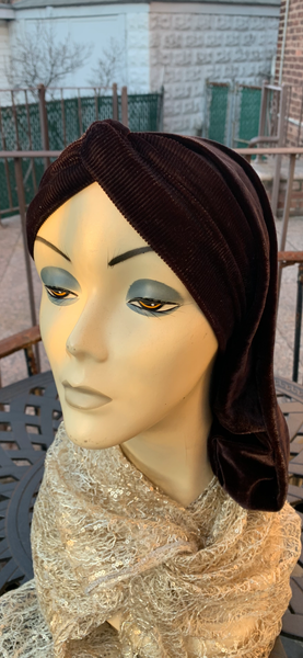 Brown Snood With or Without Sequins | Velour Brown Turban Hijab | Comfortable Headscarf For Women | Wig Alternative | Modern Hijab |