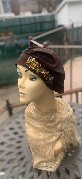Brown Hat With Design | Best Soft Cap In Brooklyn New York | Made in USA by Uptown Girl Headwear