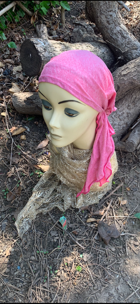 Pink Cotton Pre Tied Headscarf |Pink Exercise Hijab Hair Scarf | Pre Tied Headwear