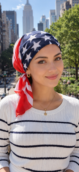 For Fifa World Cup 2026 | America Stars and Stripes Patriotic American Flag Bandana | USA flag | July 4th Clothing | Pre Tied Fitted Hair Scarf For Men and Women