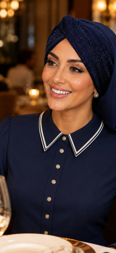 Uptown Girl Headwear Navy Blue Snood Turban Hijab