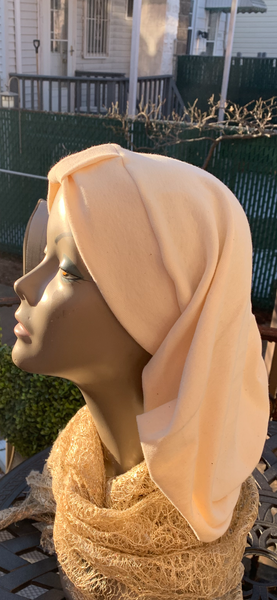 New 100% American Organic Cotton Snood Turban Hijab | Cream Off White Ivory Headcovering For Woman | Made in the USA by Uptown Girl Headwear