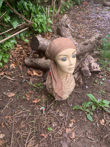 Pre Tied Head Scarf. Suede Style For Women To Cover & Conceal Hair. Made in USA