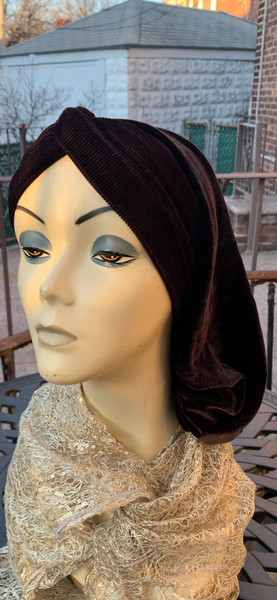 Brown Snood With or Without Sequins | Velour Brown Turban Hijab | Comfortable Headscarf For Women | Wig Alternative | Modern Hijab |