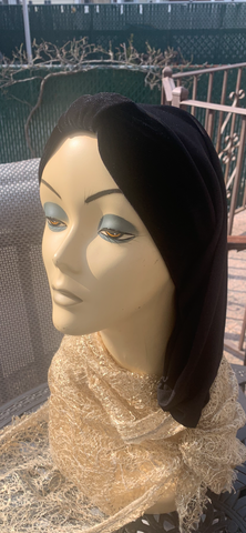 New Black Velvet Turban | Velvet and Lycra Snood | Hijab Idea | Headscarf For Women by Uptown Girl Headwear