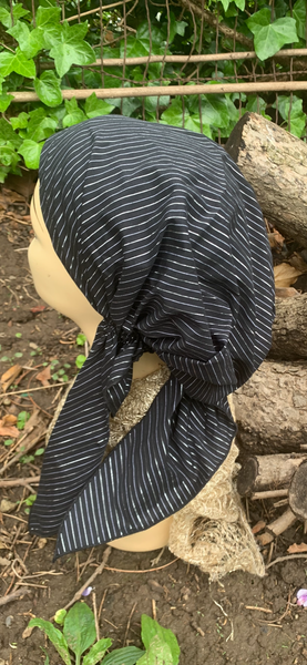 Black Silver Pre Tied Head Scarf