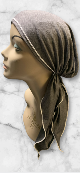 Casual Headscarf For Women | Sporty Style Grey With White Accent | Made in the USA by Uptown Girl Headwear