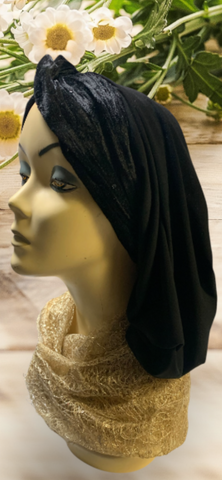 Stunning New Velvet Sequined Snood | Black Hijab Scarf | Black Turban Headscarf For Women | Proudly Made in USA by Uptown Girl Headwear