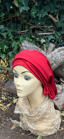 Christmas Clothing | Best Red Headscarf For Woman | Red Wrap Around Turban Snood | Wig Alternative | Modern Hijab | Made in USA by Uptown Girl Headwear