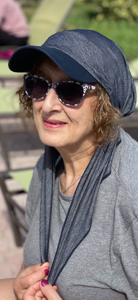 Sun Hat | Blue Denim Visor Scarf | Headscarf For Women | Hijab For Sale | Proudly Made in USA by Uptown Girl Headwear
